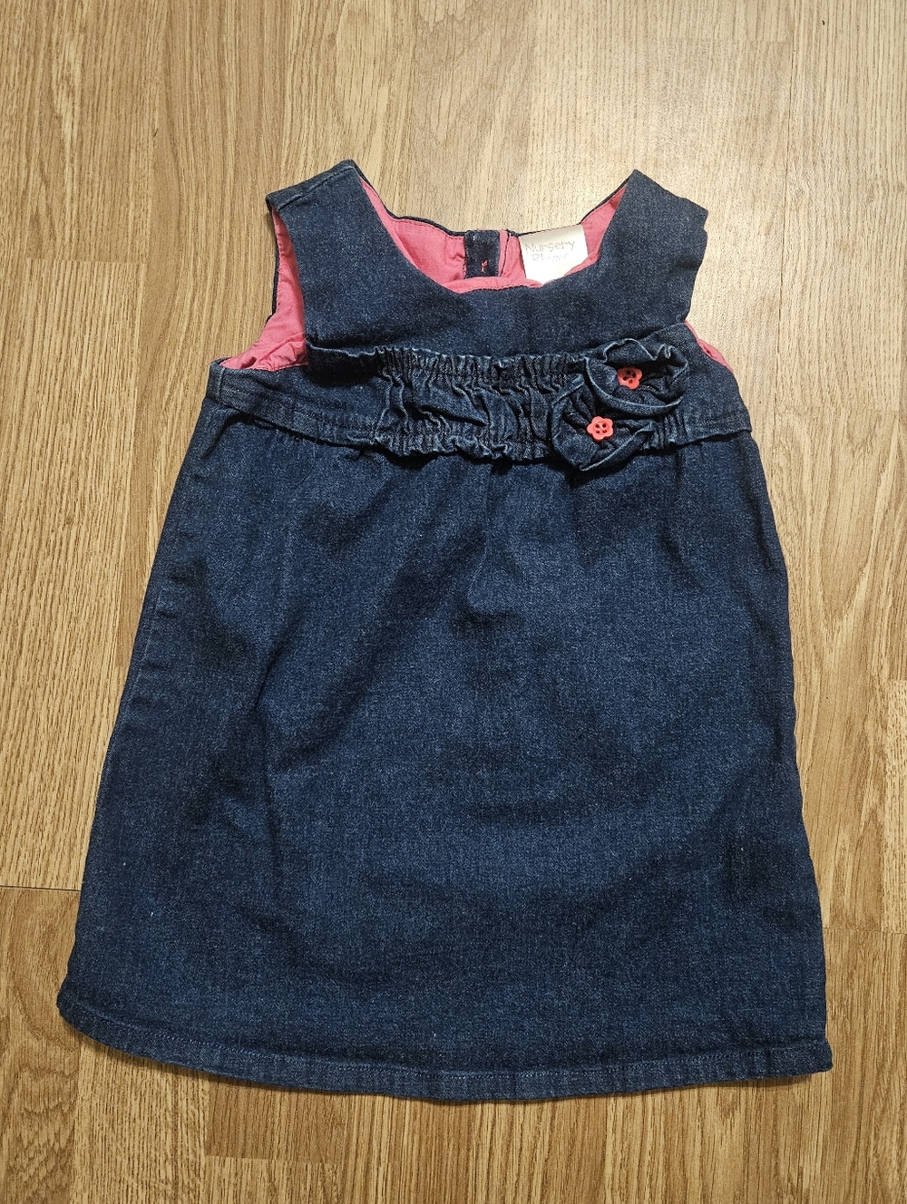 Y2K Nursery Rhyme Dress with Pink Lining and Flower Detail Size 24M